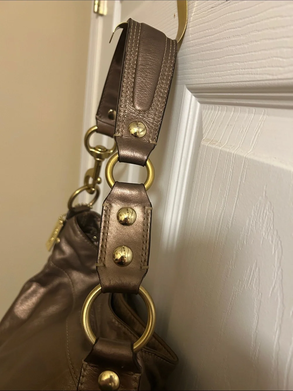 Coach Metallic Bronze Leather Shoulder Bag with Gold Hardware - Picture 3 of 11